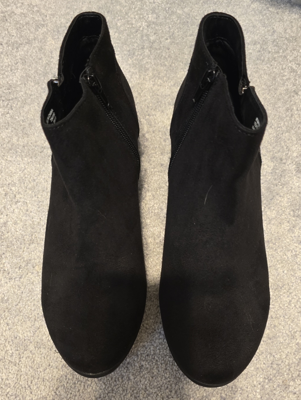 East 5th Black Suede Ankle Booties with Side Zipper